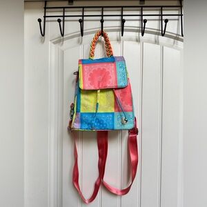 Amiani Multicoloured Patchwork a design Mini Backpack. 9.5” by 9” by 4”